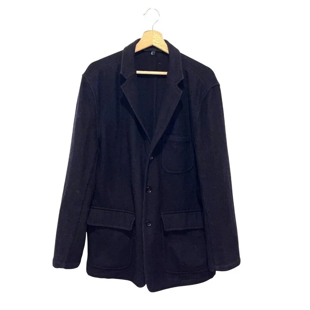 Saks Fifth Avenue Black Three-Button Wool Blend Blazer Jacket Men's Size 42